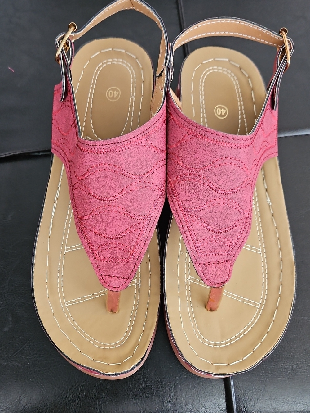 Women's Pink Slingback Thong Sandals Size 40